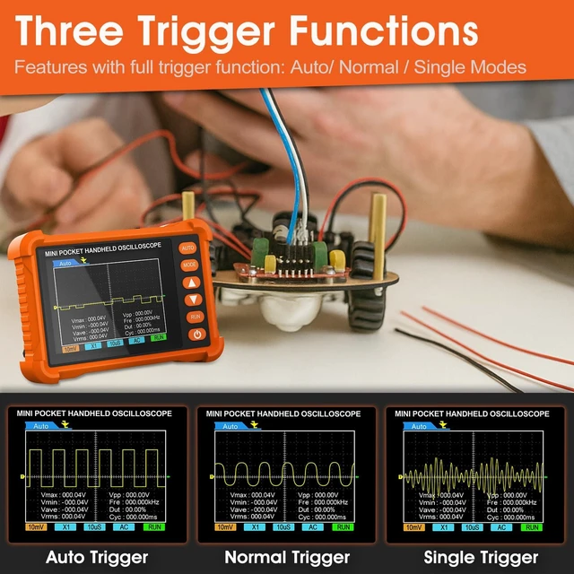 Alt view image 3 of 7 - Oscilloscope, AIOMEST Portable Mini Pocket Digital Oscilloscope Kit with 500KHz Bandwidth 2.5MS/s, USB Osciloscopio Automotriz for Automotive DIY, Electronics Hobbyists, Student Lab