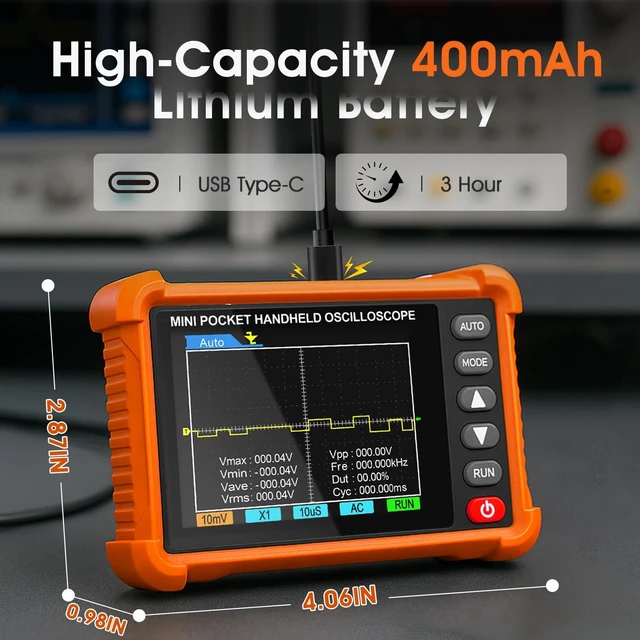 Alt view image 5 of 7 - Oscilloscope, AIOMEST Portable Mini Pocket Digital Oscilloscope Kit with 500KHz Bandwidth 2.5MS/s, USB Osciloscopio Automotriz for Automotive DIY, Electronics Hobbyists, Student Lab