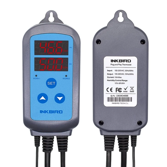 Alt view image 6 of 7 - Humidity Controller IHC200 Humidistat for Mushroom Greenhouse | Pre Wired Outlet Dual Stage for Humidifier Dehumidifier Mushroom Greenhouse
