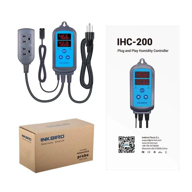 Alt view image 7 of 7 - Humidity Controller IHC200 Humidistat for Mushroom Greenhouse | Pre Wired Outlet Dual Stage for Humidifier Dehumidifier Mushroom Greenhouse