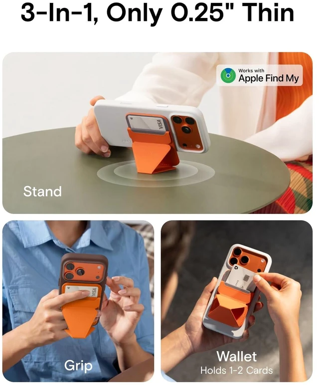 Alt view image 2 of 7 - MagSafe Wallet Stand with Apple Find My, Ultra-Slim Trackable Strong Magnetic Phone Card Holder, 3-in-1 Multi-Angle Adjustable Phone Stand for iPhone 18/17/16/15/14/13 Series, Misty Cove