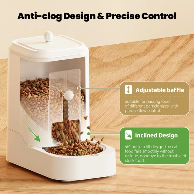 Alt view image 2 of 7 - Automatic Cat Feeder Water Dispenser Set with Stainless Steel Bowls | Dog Water Bowl Dispenser Adjustable Water Dispensing, Auto Pet Waterer for Cats and Dogs