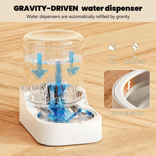 Alt view image 4 of 7 - Automatic Cat Feeder Water Dispenser Set with Stainless Steel Bowls | Dog Water Bowl Dispenser Adjustable Water Dispensing, Auto Pet Waterer for Cats and Dogs