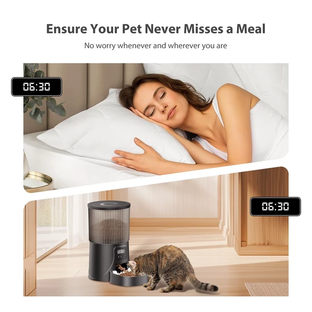Alt view image 2 of 7 - Automatic Cat Feeder: 4L Timed Cats Food Dispenser Programmable | Easy to Set, Dual Power, Precise Portion, Auto Pet Feeder with Stainless Steel, Detachable Washable for Cats and Small Dog