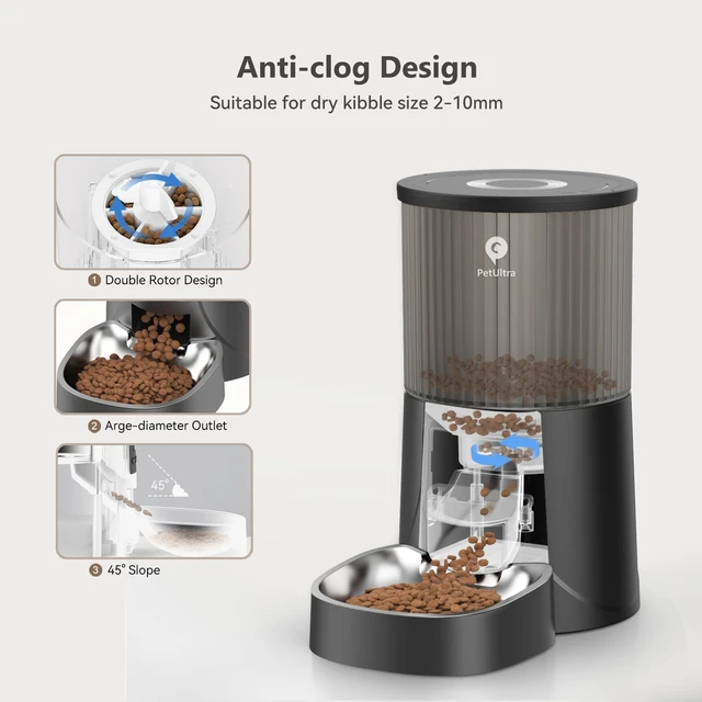Alt view image 4 of 7 - Automatic Cat Feeder: 4L Timed Cats Food Dispenser Programmable | Easy to Set, Dual Power, Precise Portion, Auto Pet Feeder with Stainless Steel, Detachable Washable for Cats and Small Dog