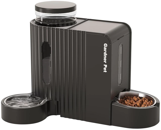 Main image of Gravity Automatic 2-in-1 Pet Feeder, 0.8 Gallons*2 Cat Feeder and Water Dispenser Set, 100% BPA-Free and Stainless Steel Water Bowl for Dogs, Cats, Rabbits, Puppies (Black)
