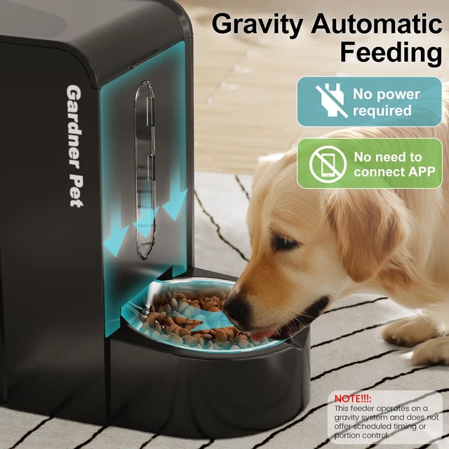 Alt view image 4 of 5 - Gravity Automatic 2-in-1 Pet Feeder, 0.8 Gallons*2 Cat Feeder and Water Dispenser Set, 100% BPA-Free and Stainless Steel Water Bowl for Dogs, Cats, Rabbits, Puppies (Black)