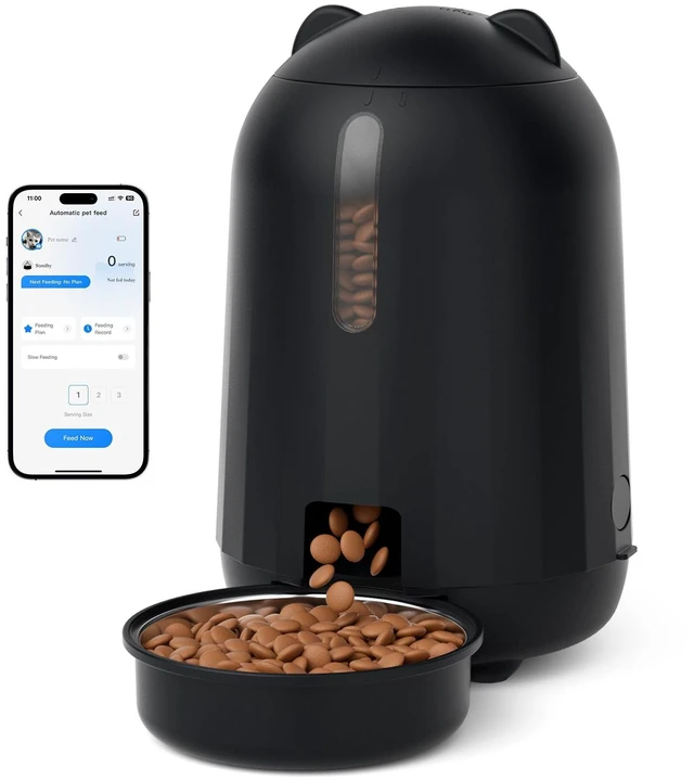 Main image of Automatic Cat Feeder with App, WiFi Auto Cat Feeder, 3L Slow-Feed Cat Food Dispenser for Dry Food, Dual Power Supply Timed Pet Feeder for Small Dog, 10 Meals/Day, 6 Portions/Meal