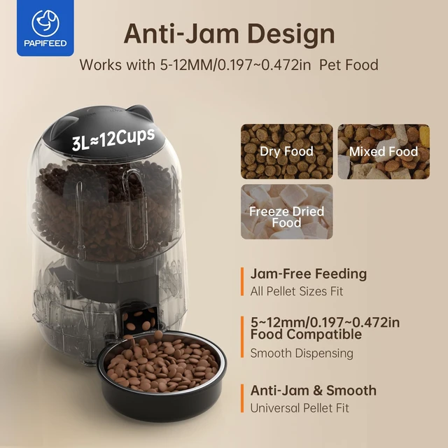 Alt view image 5 of 7 - Automatic Cat Feeder with App, WiFi Auto Cat Feeder, 3L Slow-Feed Cat Food Dispenser for Dry Food, Dual Power Supply Timed Pet Feeder for Small Dog, 10 Meals/Day, 6 Portions/Meal