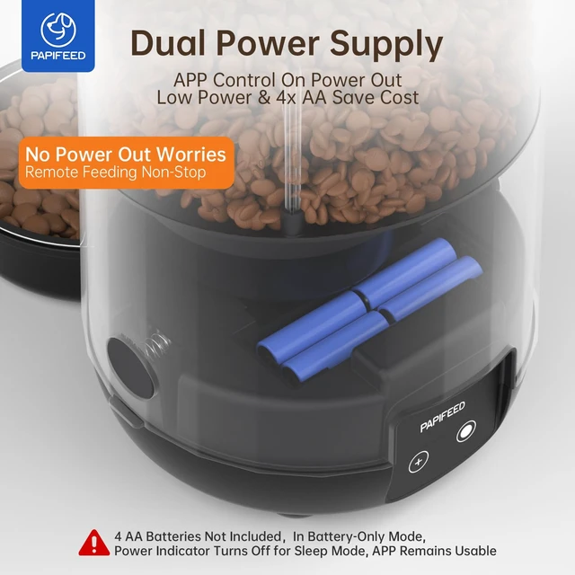 Alt view image 4 of 7 - Automatic Cat Feeder with App, WiFi Auto Cat Feeder, 3L Slow-Feed Cat Food Dispenser for Dry Food, Dual Power Supply Timed Pet Feeder for Small Dog, 10 Meals/Day, 6 Portions/Meal
