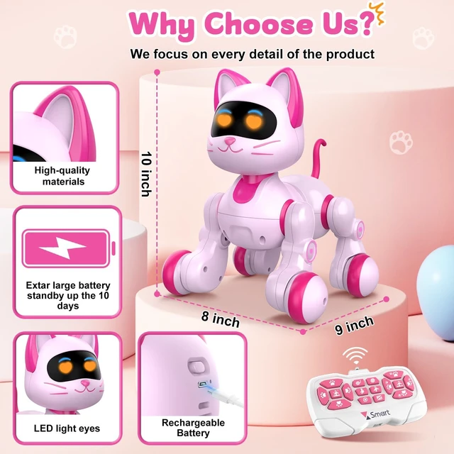 Alt view image 6 of 7 - Robot Cat Interactive Toys for Girls: Remote Control & Touch & Dancing | Rechargeable Cute Robotic Kitty - Easy to Use Kids Entertained for Hours - Christmas/Birthday Gifts for 4-9 year old Kids