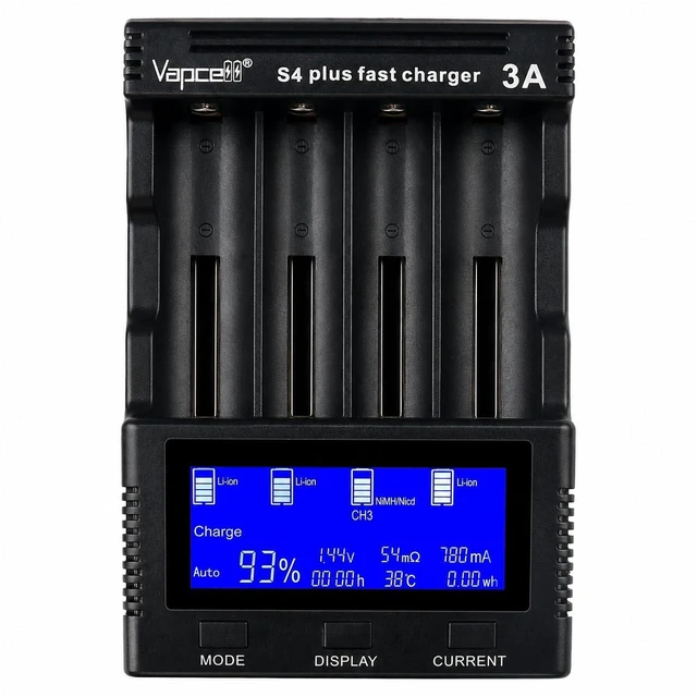 Main image of Battery Charger, Universal 4 Bay Charger with LCD Display(Version 3.0) | Intelligent Quick Charger Independent Slot