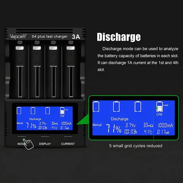 Alt view image 5 of 6 - Battery Charger, Universal 4 Bay Charger with LCD Display(Version 3.0) | Intelligent Quick Charger Independent Slot