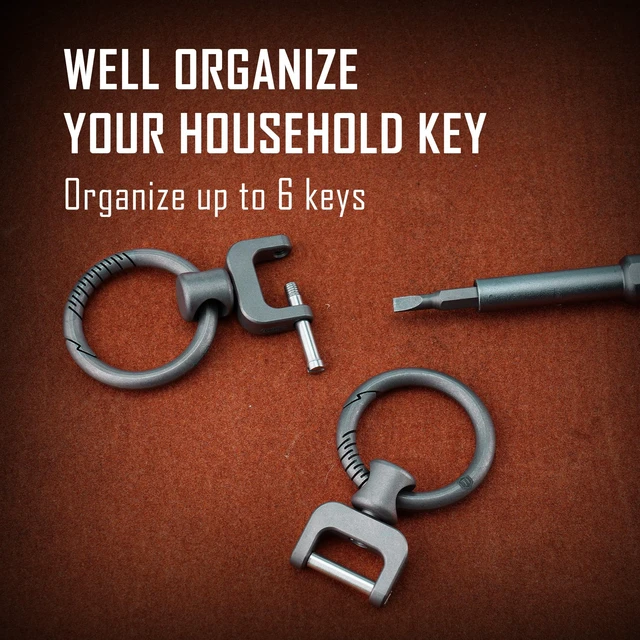 Alt view image 3 of 6 - KA36M Titanium Side Pushing Key Ring, Quick Release Minimalist Split Keychain Ring for Carabiner, Car Keys & Home Keys