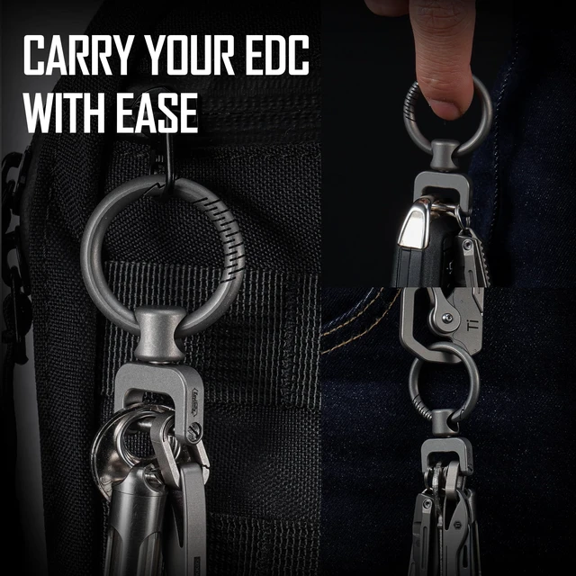 Alt view image 4 of 6 - KA36M Titanium Side Pushing Key Ring, Quick Release Minimalist Split Keychain Ring for Carabiner, Car Keys & Home Keys