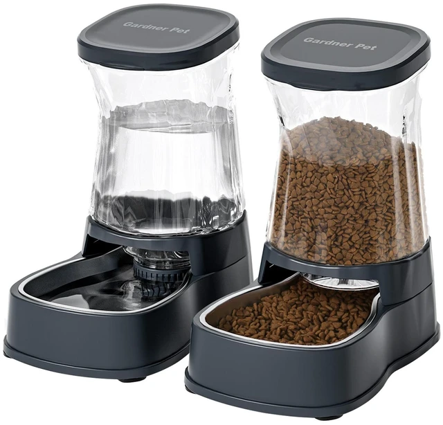 Main image of Automatic Dog Water Dispenser & Feeder Food Set, 304 Stainless Steel Bowls | 100% BPA Free, Large Capacity Gravity Feeding Waterer for Small, Medium & Large-Sized Dogs, Cats, Other Pets -(1 Gallon)