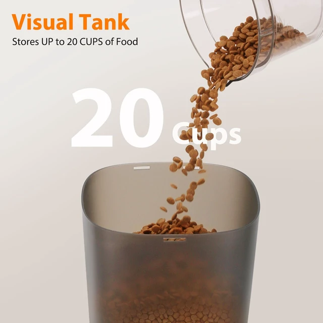 Alt view image 6 of 7 - Automatic Cat Feeders WiFi for Two Cats, 5L/20 Cups Double Automatic Cat Food Dispenser with APP Control, 2 Stainless Bowls, Timer Setting 20 Portions 10 Meals Per Day