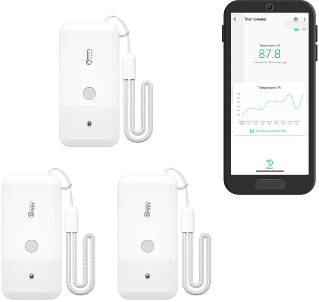Main image of Freezer Temperature Sensor, 3-Pack, YS8017 | Freezer Temperature Alerts, History Export, Up to 5-Year Battery, LoRa YoLink Protocol Up to 2034 Feet, YoLink Hub Required