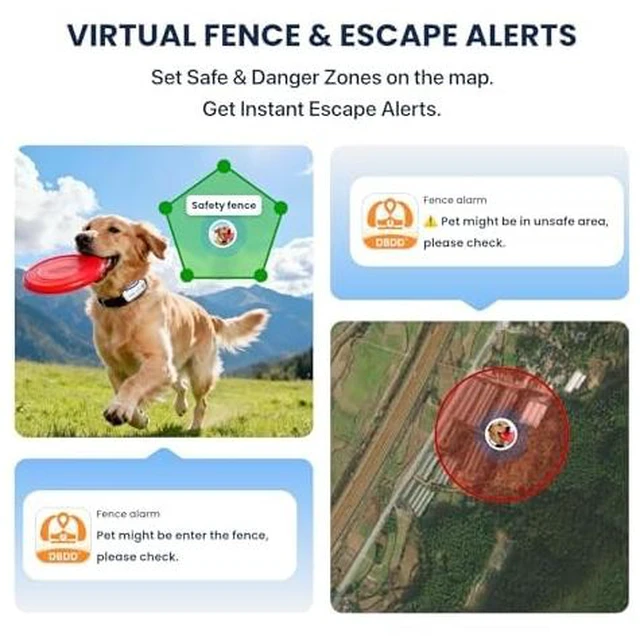 Alt view image 4 of 7 - GPS Dog Tracker with Subscription,Virtual Fence&Health Monitor,IP67,WH | APP-based subscription with 3-day free trial Real-time escape alerts & AI health insights iOS/Android compatible.