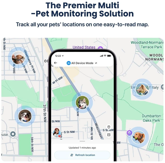 Alt view image 7 of 7 - GPS Dog Tracker with Subscription,Virtual Fence&Health Monitor,IP67,WH | APP-based subscription with 3-day free trial Real-time escape alerts & AI health insights iOS/Android compatible.