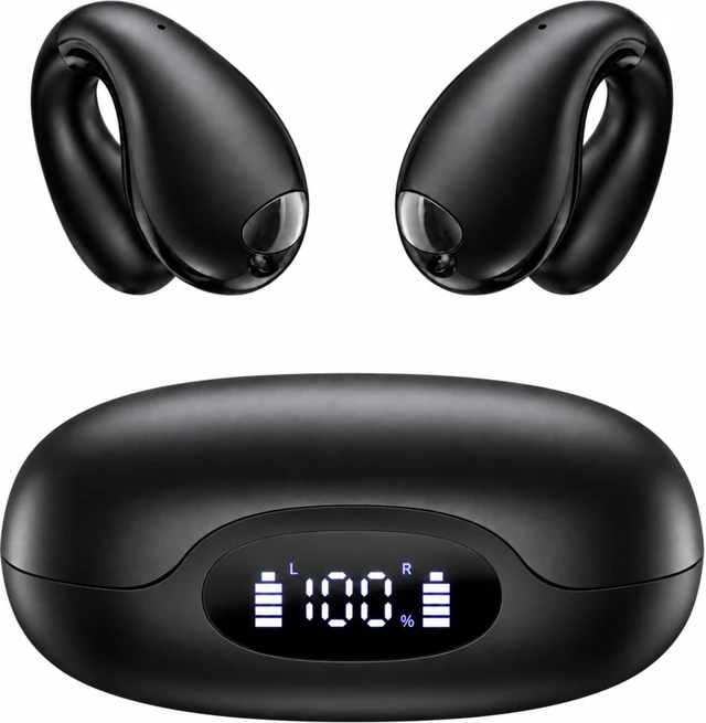 Main image of Ultra Open Ear Earbuds - Comfort Clip On Earbuds, Wireless Bone Headphones Design for Long Listening, Fast Charging for Running, Sports, and Travel, Graphite Black