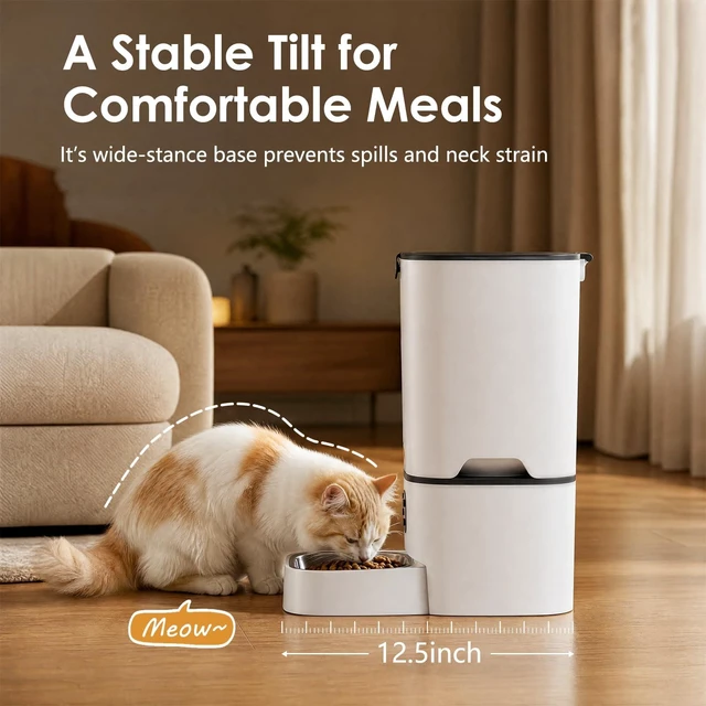 Alt view image 4 of 7 - Cat Feeder 7L, 9 Meals/Day Food Dispenser for Cats Small Dog Pet | Large Capacity | NO APP | Programmable Timer | Weight / Diet Control | Stainless Steel Bowl | Fresh Food | Dual Power Supply