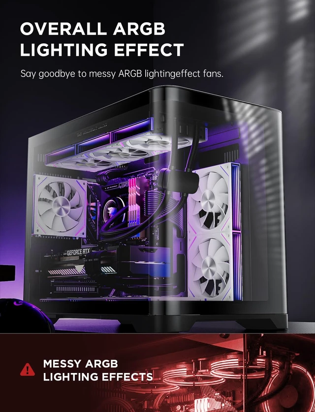 Alt view image 5 of 6 - Dawn 120mm Case Fan, ARGB PWM 1850RPM/71CFM Airflow, Forward & Reverse Blade Design, Low Noise, Precision HDB Bearings High Performance UNI PC Fan Modular Daisy Chain