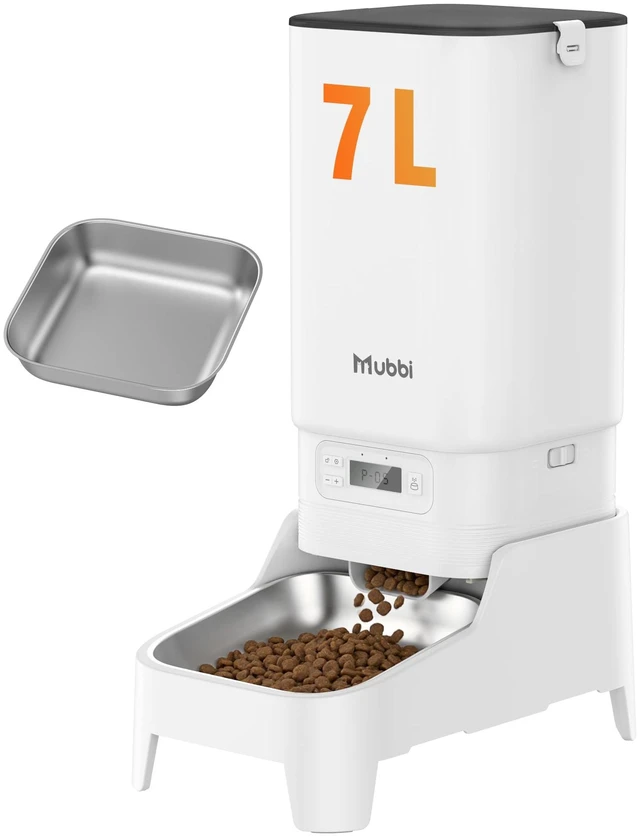 Main image of Automatic Dog Feeder with Elevated Stand - 7L Cat Food Dispenser with Large Food Tray, Timed Auto Cat Feeder for Dry Food, 6 Meals Per Day, No-Jam, Freshness Design, Detachable for Easy Clean