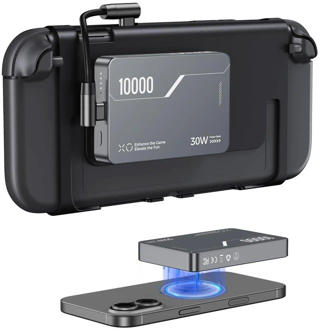 Main image of B5 Magnetic Power Bank 10000mAh for Nintendo Switch 2 2025, 30W PD Fast Charging Portable Battery Pack for Switch/OLED/iPhone 12-17, 3.5-8H Extended Playtime, 2 Removable Clips & 2 USB-C Cables