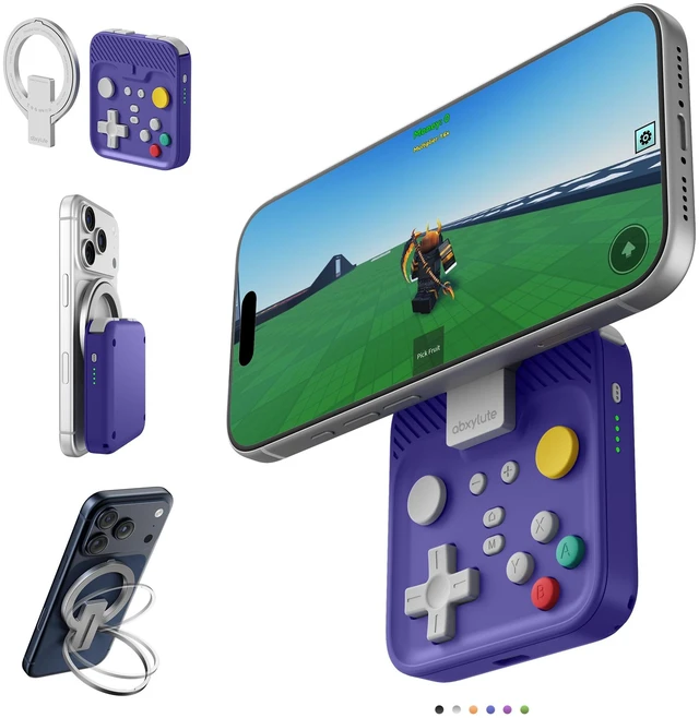 Main image of M4 Snap-On Mobile Gaming Controller for Android & iPhone, Switch 1&2, Portable Bluetooth Controller, Pocket-Sized Retro Arcade Phone Gamepad Kickstand, Dual Joystick Turbo Pro Gaming Magnetic (Blue)