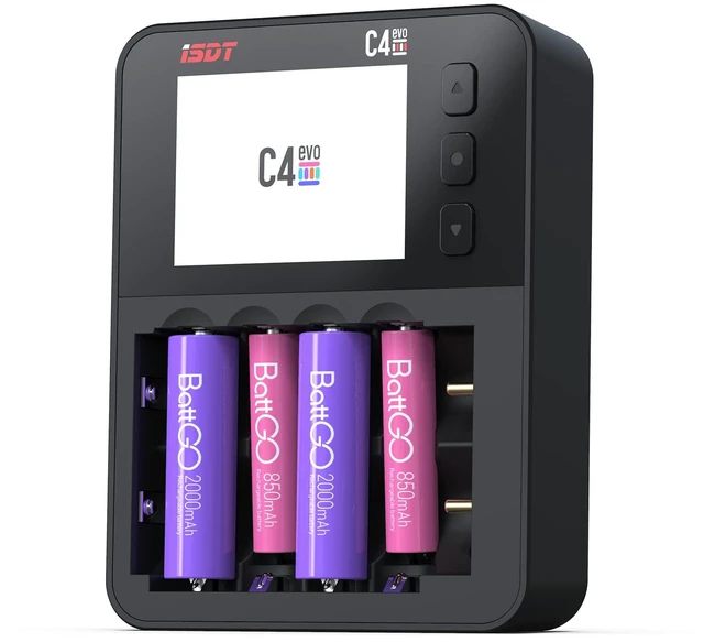 Main image of C4 EVO Smart AA AAA 18650 Battery Charger Tester for Ni-MH/Zn Li-Ion | Fast Rechargeable Battery Discharger Analyzer with LCD Display USB-C Input Activate Cycle, 1.5V Battery Charger