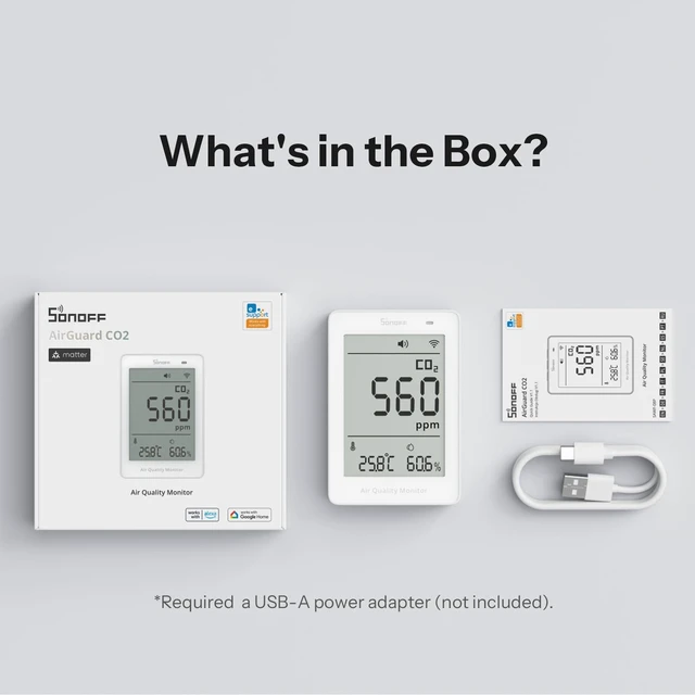 Alt view image 7 of 7 - AirGuard SAWF-08P, Smart Indoor Air Quality Monitor, Matter Compatible, 2.4GHz WiFi, Carbon Dioxide/Temp/Humidity Monitor, Real-Time Display & Notification, for Indoor Use