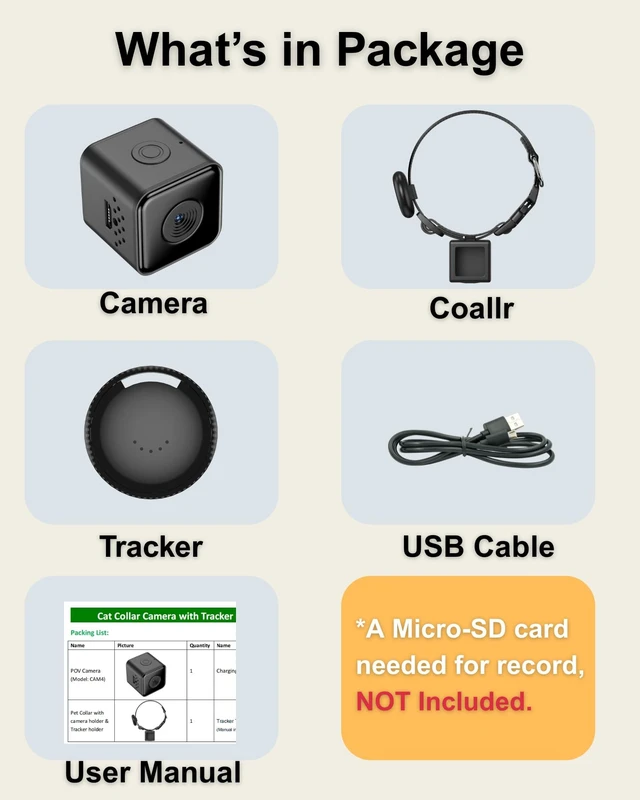 Alt view image 7 of 7 - Cat Camera Collar with Tracker Tag, 1080P HD Pet POV Action Cam, No WiFi No App One-Click Video Recorder for Cats & Small Dogs Lightweight 0.7oz, Night Vision,Laptop Playback