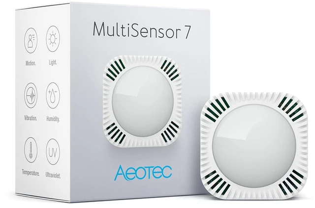 Main image of MultiSensor 7, 6-in-1 Zwave Sensors Contains Monitor Motion, Temperature, Light, Humidity, UV, and Vibration, Z-Wave Plus, Gen7, S2, SmartStart Enabled, Compatible with Zwave Hub Smartthings