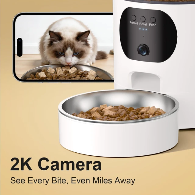 Alt view image 2 of 7 - Automatic Cat Feeder with 2K Camera, 6.5L Smart App Control 5G/2.4WiFi