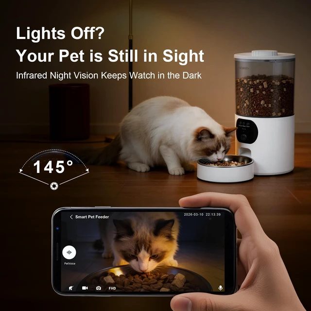 Alt view image 3 of 7 - Automatic Cat Feeder with 2K Camera, 6.5L Smart App Control 5G/2.4WiFi
