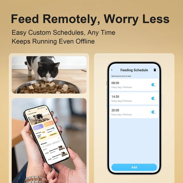 Alt view image 4 of 7 - Automatic Cat Feeder with 2K Camera, 6.5L Smart App Control 5G/2.4WiFi