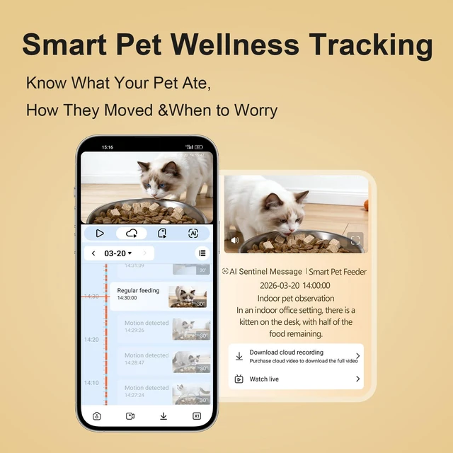 Alt view image 6 of 7 - Automatic Cat Feeder with 2K Camera, 6.5L Smart App Control 5G/2.4WiFi