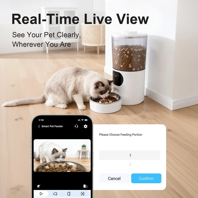 Alt view image 7 of 7 - Automatic Cat Feeder with 2K Camera, 6.5L Smart App Control 5G/2.4WiFi