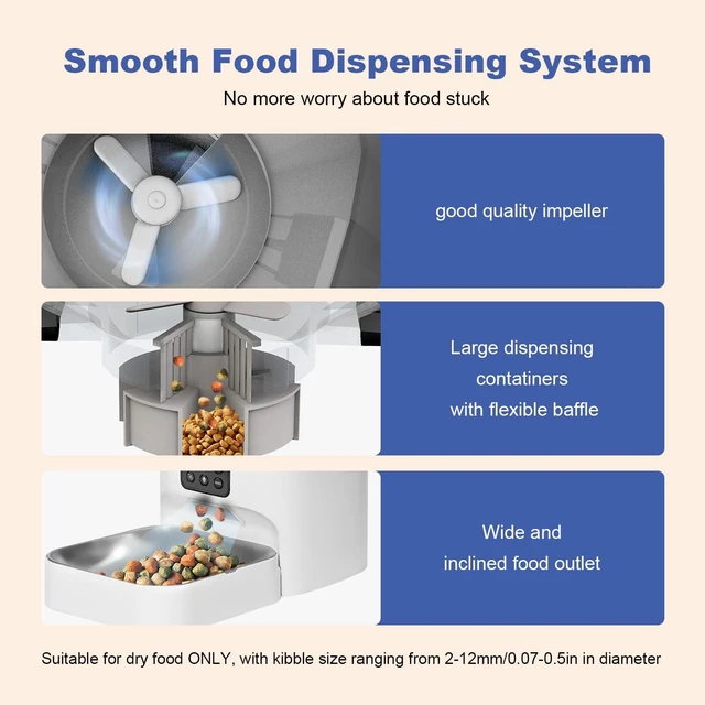Alt view image 6 of 7 - Automatic Cat Feeder, 4L Cat Food Dispenser with 10s Voice Recorder, Pet Feeder up to 8 Meals per Day, Timed Dog Feeder with Dry Food Sealed Ring