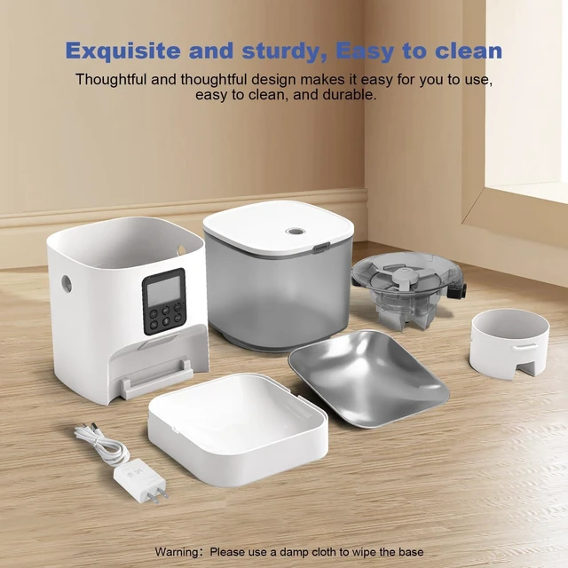 Alt view image 5 of 7 - Automatic Cat Feeder, 4L Cat Food Dispenser with 10s Voice Recorder, Pet Feeder up to 8 Meals per Day, Timed Dog Feeder with Dry Food Sealed Ring
