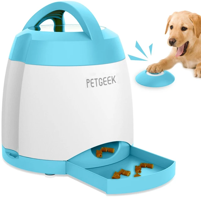 Main image of Automatic Dog Treat Dispenser with Button - Puzzle Memory Training Feeder, Pet Geek Button Treat Food Dispensing Toys Interactive, Iq Training Dog Feeder (Blue)