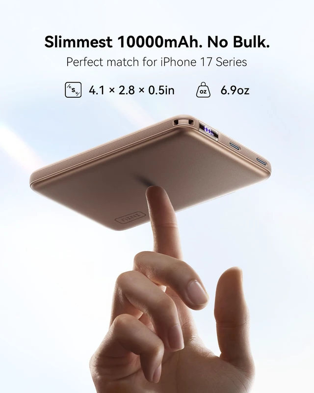 Alt view image 2 of 7 - for MagSafe Qi2.2 25W Portable Charger, Slimmest 10000mAh Power Bank | 45W Wired Fast Charging, Magnetic Original Qi2.2 Certified, Wireless Battery Pack Only for iPhone 12-18 Series, Brown