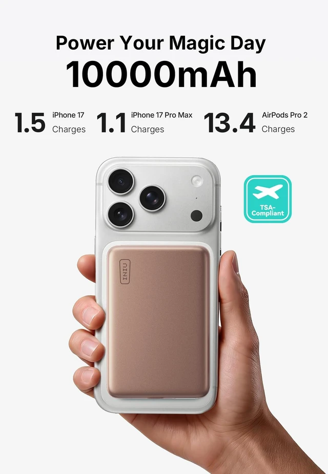 Alt view image 5 of 7 - for MagSafe Qi2.2 25W Portable Charger, Slimmest 10000mAh Power Bank | 45W Wired Fast Charging, Magnetic Original Qi2.2 Certified, Wireless Battery Pack Only for iPhone 12-18 Series, Brown
