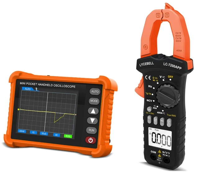 Main image of Handheld Oscilloscope & Clamp Meter, 500kHz Bandwidth Digital Oscilloscopes | Lab Automotive Oscilloscope with Multimeter Kit, Clamp Meter with Bluetooth APP, for Volt Current Resistance Capacitance