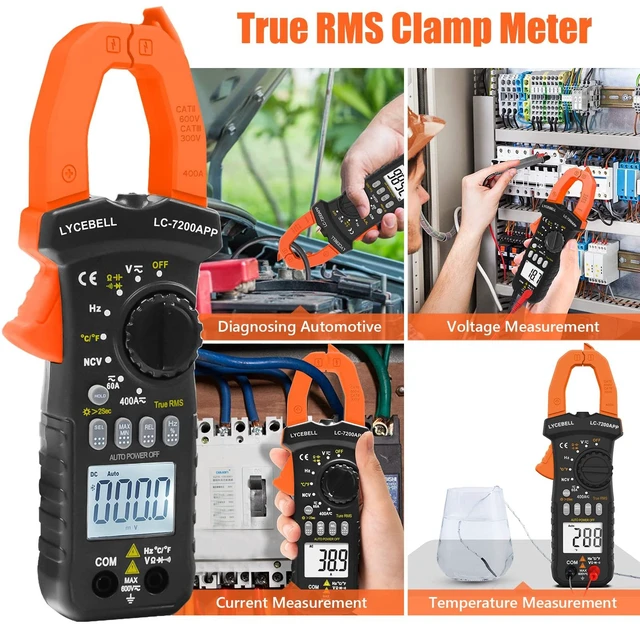Alt view image 6 of 7 - Handheld Oscilloscope & Clamp Meter, 500kHz Bandwidth Digital Oscilloscopes | Lab Automotive Oscilloscope with Multimeter Kit, Clamp Meter with Bluetooth APP, for Volt Current Resistance Capacitance