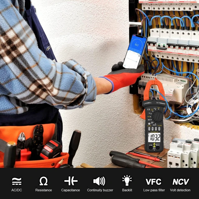 Alt view image 7 of 7 - Handheld Oscilloscope & Clamp Meter, 500kHz Bandwidth Digital Oscilloscopes | Lab Automotive Oscilloscope with Multimeter Kit, Clamp Meter with Bluetooth APP, for Volt Current Resistance Capacitance