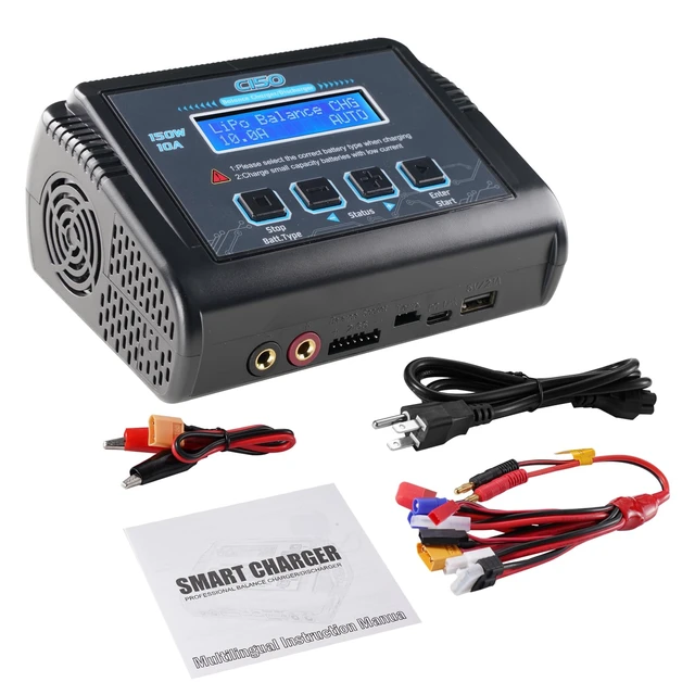 Alt view image 6 of 7 - Lipo Battery Charger, 1-6S Balance Charger Discharge 150W 10A AC/DC for Li-Po Li-Hv Ion Fe NiMH NiCd Pb Hobby Batteries With Deans/Tamiya/JST/EC3/Connectors Cable Power Supply