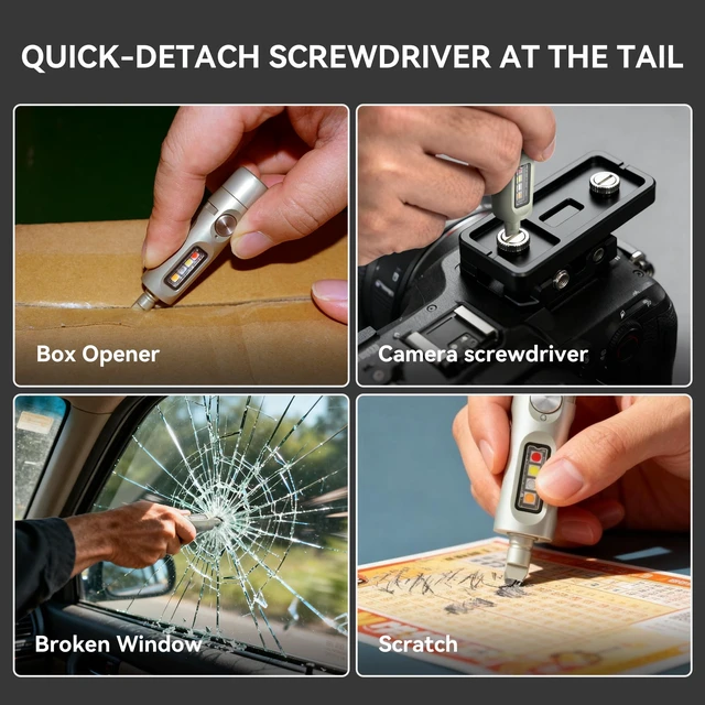 Alt view image 4 of 7 - S15PRO-TK Rechargeable EDC Keychain Flashlight,750Lm Mini Light & COB | Screwdriver Tail,Quick-Release, Titanium,Compact, Pocket, 365nm UV, IP66, Work, Repair, Detect Bills-Stains, Outdoor