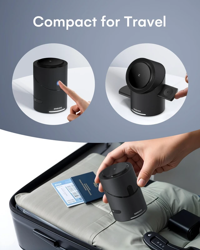 Alt view image 5 of 7 - 3 in 1 Charging Station for Apple Devices, Mag-Safe Charger Stand, 15W Auto-Rotating Wireless Charger for iPhone 18 Pro/Duo/17 16/15/14/13/12 Series& AirPods& iWatch(Black)